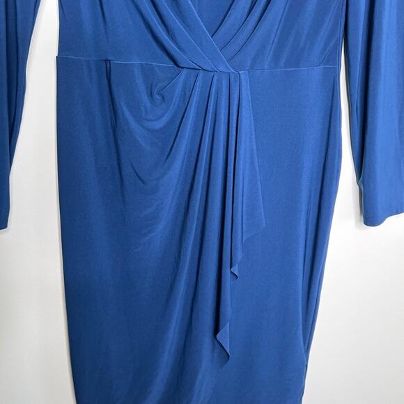 Lauren by Ralph Lauren Women's Blue Ruched Jersey Dress Size 14 - Picture 8 of 10